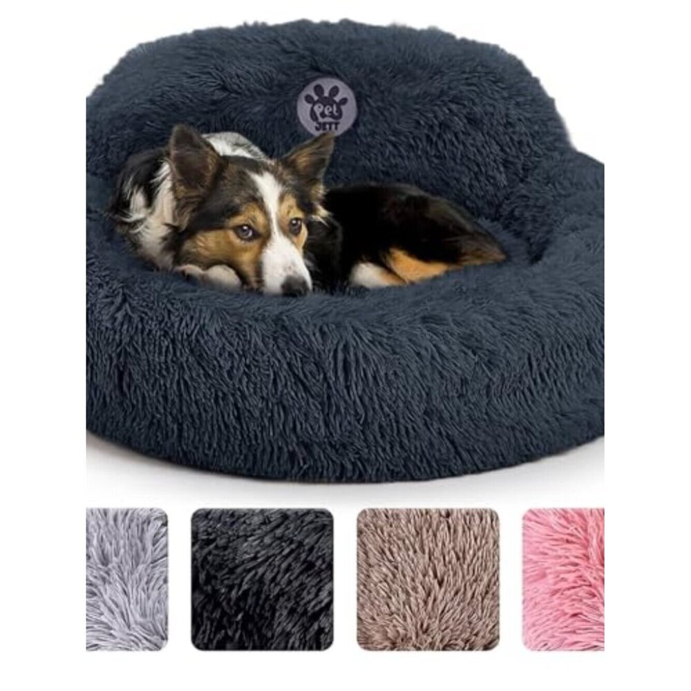 Plush Donut Dog Bed Medium 30 inch Washable Calming
